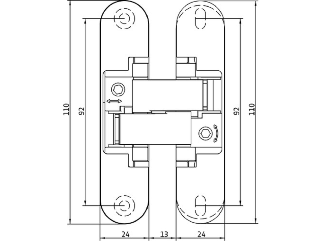 Cerniera Invisibile Istar 3 Regolazioni Reversibile AN160 mm.110x24x21h varie finiture | Anselmi - immagine 3